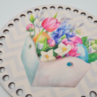Kép 4/5 - Húsvéti virágos láda - kör 15 cm horgolható faalap
