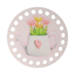 Kép 4/5 - Locsolókanna virágokkal - kör 10 cm-es horgolható faalap
