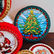 Kép 2/3 - Üvegablak hatású szarvas - kör 20 cm horgolható alap