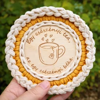 Egy csészényi tea, az egy csészényi béke - kör 10 cm-es horgolható faalap