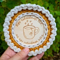 Egy csészényi tea, az egy csészényi béke - kör 10 cm-es horgolható faalap