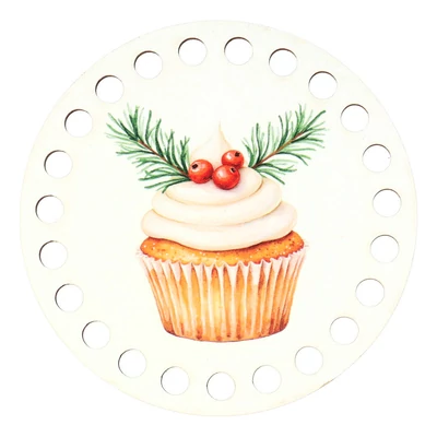 Karácsonyi muffin - 10 cm kör horgolható alap