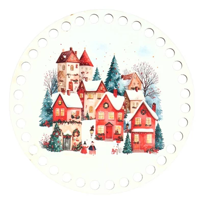 Karácsonyi falu - kör 15 cm horgolható alap