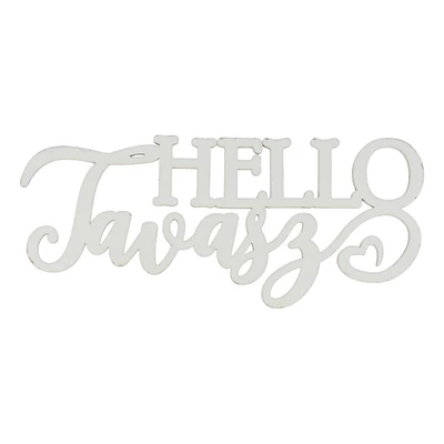 Hello Tavasz - színes fa felirat - fehér