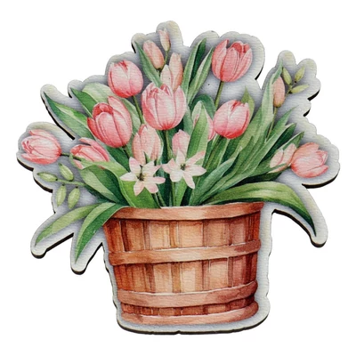 Dézsa tulipánokkal - színes fa biléta