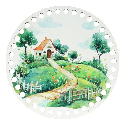 Vidéki házikó - kör 15 cm horgolható alap