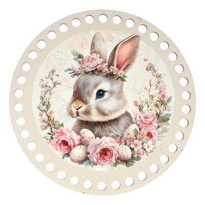 Vintage nyuszi - kör 15 cm horgolható alap