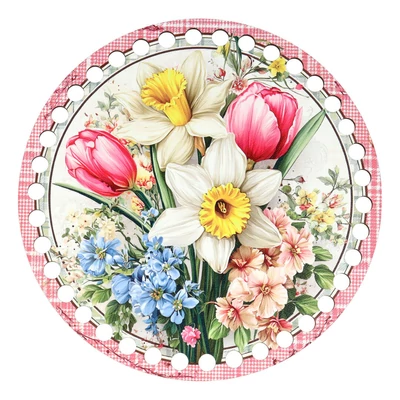 Nárciszos csokor - kör 15 cm horgolható alap