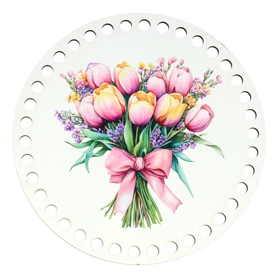Tulipán csokor - kör 15 cm horgolható alap