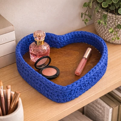 Szív 22 cm-es horgolható natúr faalap - Bármitartó.hu