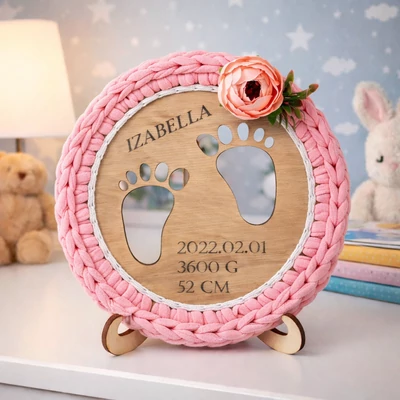 Babatalpak áttört horgolható faalap - kör 15 cm