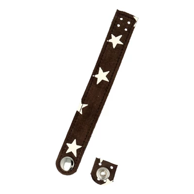 Csillagos sötétbarna színű patentos táskazár kézműves bőrből - Bármitartó.hu