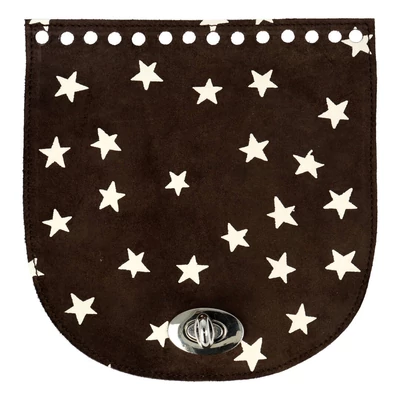 Csillagos sötétbarna velúr íves bőr táskafedél - Bármitartó.hu