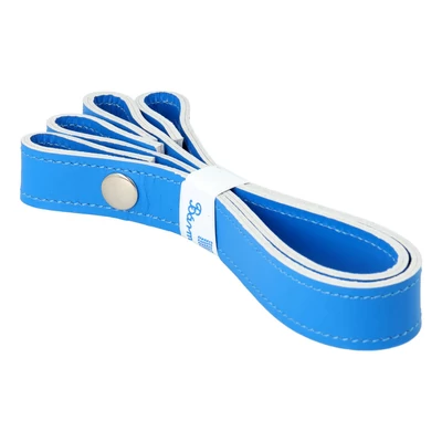 Kék színű patentos bőr kézi táskafogó párban 30 cm - Bármitartó.hu