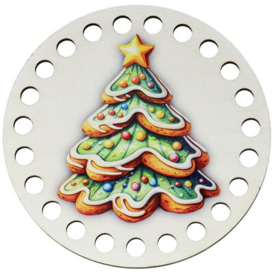 Karácsonyfa - Mézeskalács sorozat - 10 cm kör horgolható alap