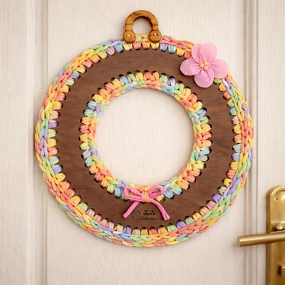 Kopogtató/koszorú 25 cm-es horgolható faalap