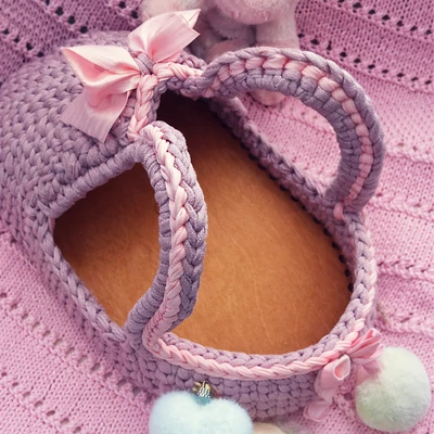 Mózeskosár horgolható faalap játékbabához 32,5x20 cm