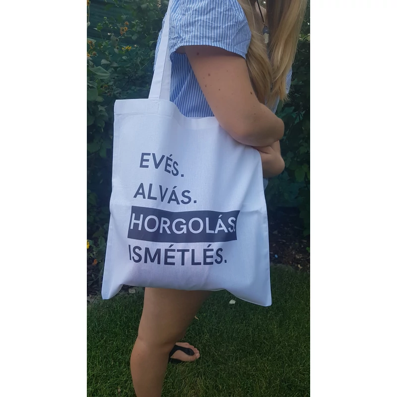 Evés. Alvás. Horgolás. Istmétlés. - vászontáska