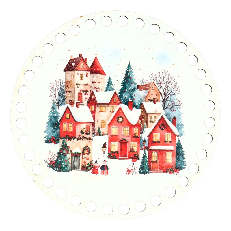 Karácsonyi falu - kör 15 cm horgolható alap