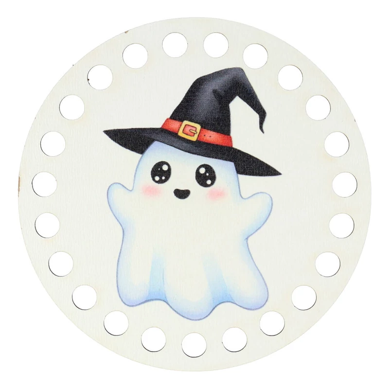 Cuki szellem - 10 cm kör horgolható alap - Halloween minisorozat