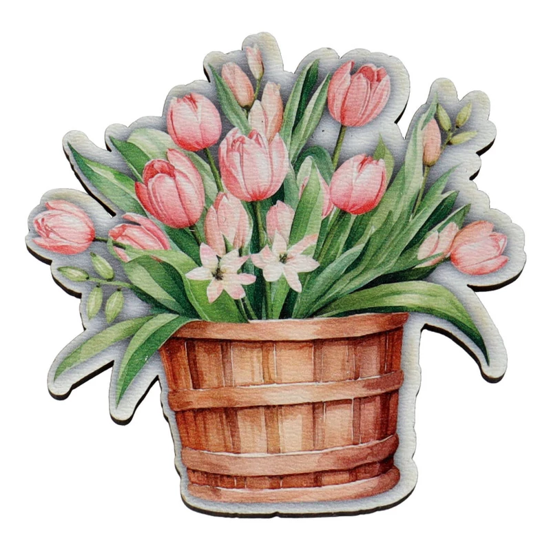 Dézsa tulipánokkal - színes fa biléta