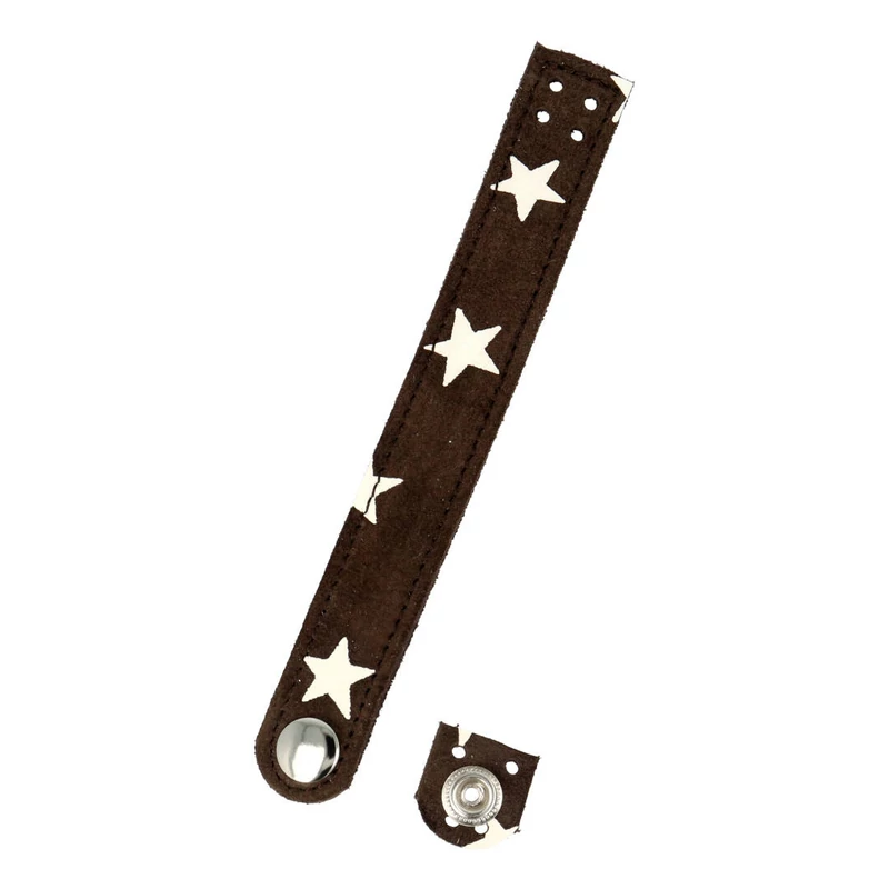 Csillagos sötétbarna színű patentos táskazár kézműves bőrből - Bármitartó.hu