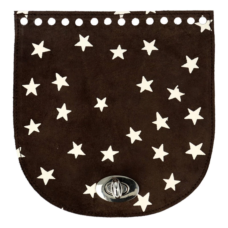 Csillagos sötétbarna velúr íves bőr táskafedél - Bármitartó.hu