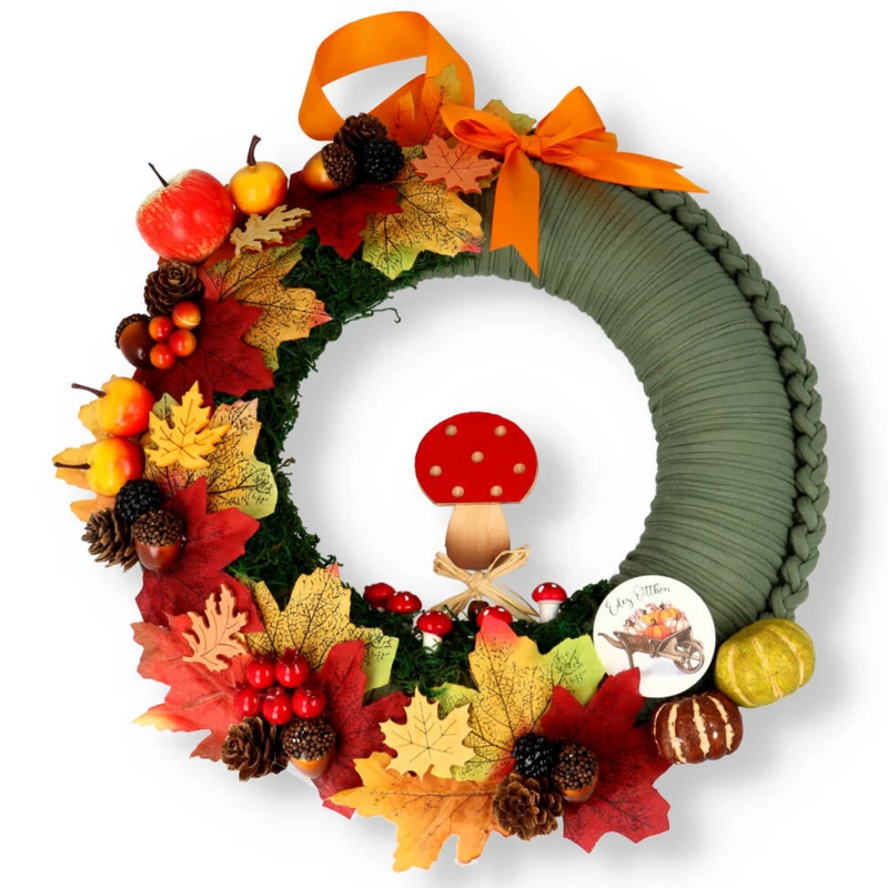 Gazdagon díszített őszi koszorú -  kopogtató alkotócsomag