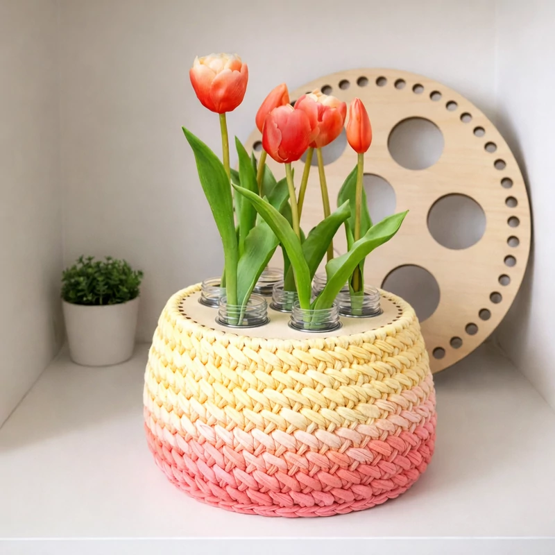 A 7 lyukba kémcsöveket dughatsz, de lehet tojástartó is húsvéti dekorációhoz