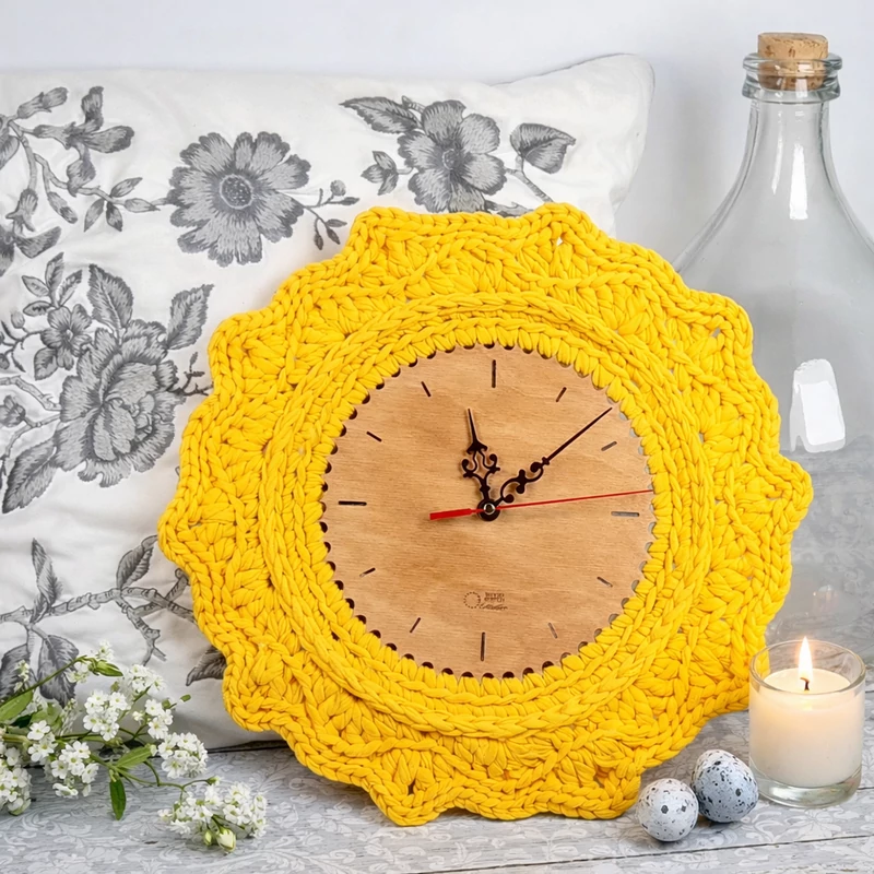 Horgolható fa óralap - 20 cm