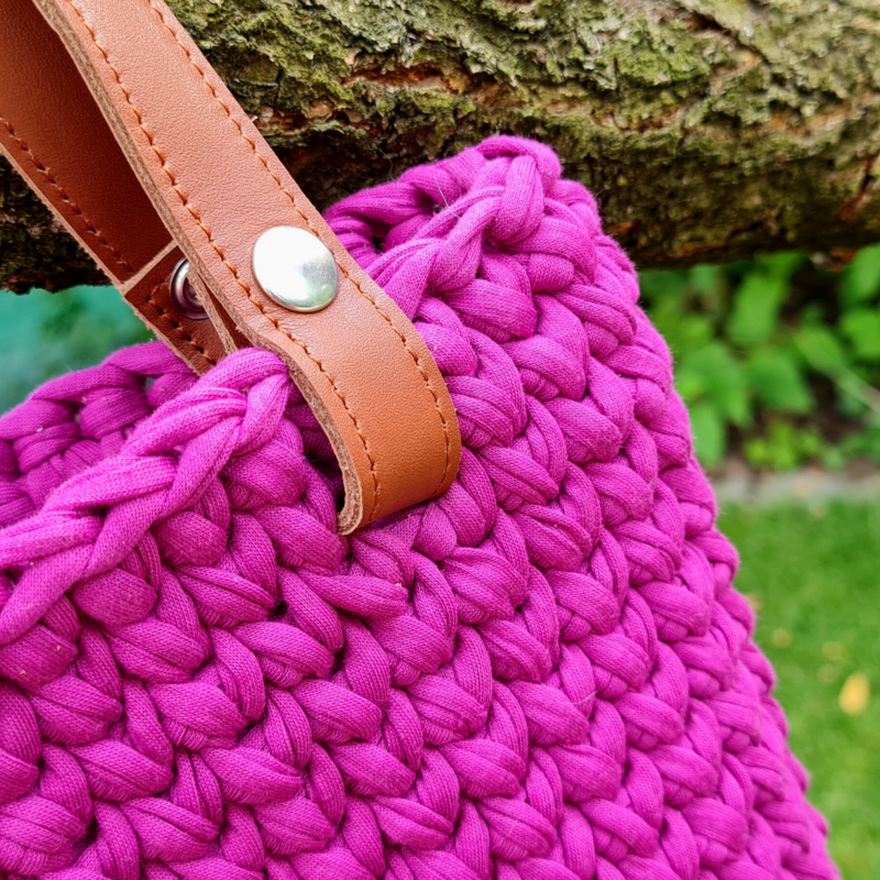 Patentos bőr táskapánt párban - Fényes pink - 65 cm
