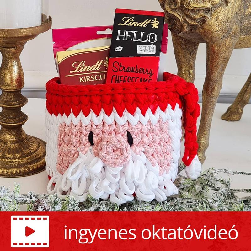 Mikulás kosár tapestry technikával horgolva