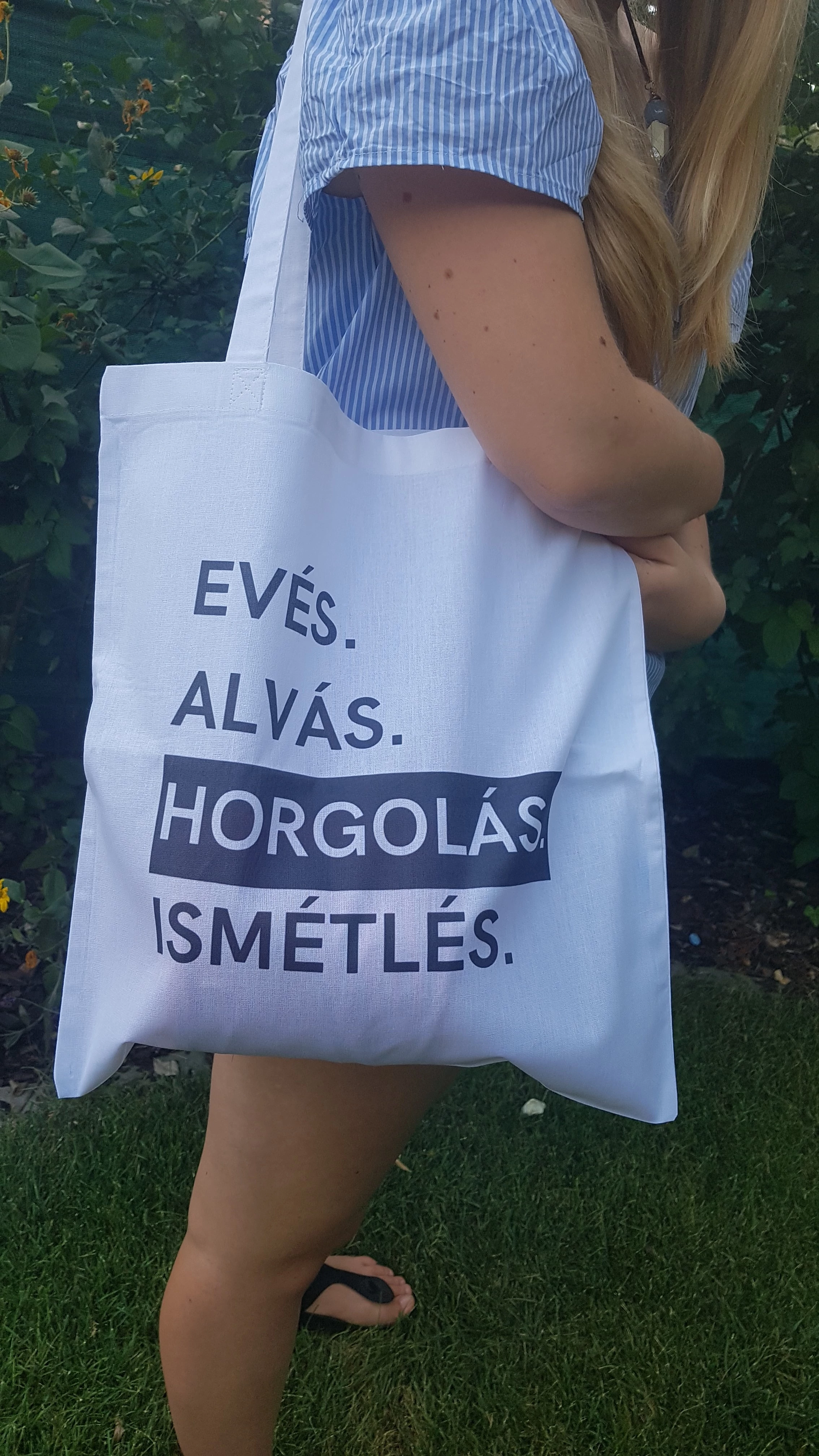 Evés. Alvás. Horgolás. Istmétlés. - vászontáska