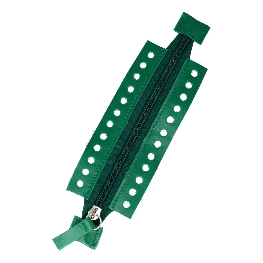 Horgolható rövid bőr cipzár - Benetton zöld - 15cm