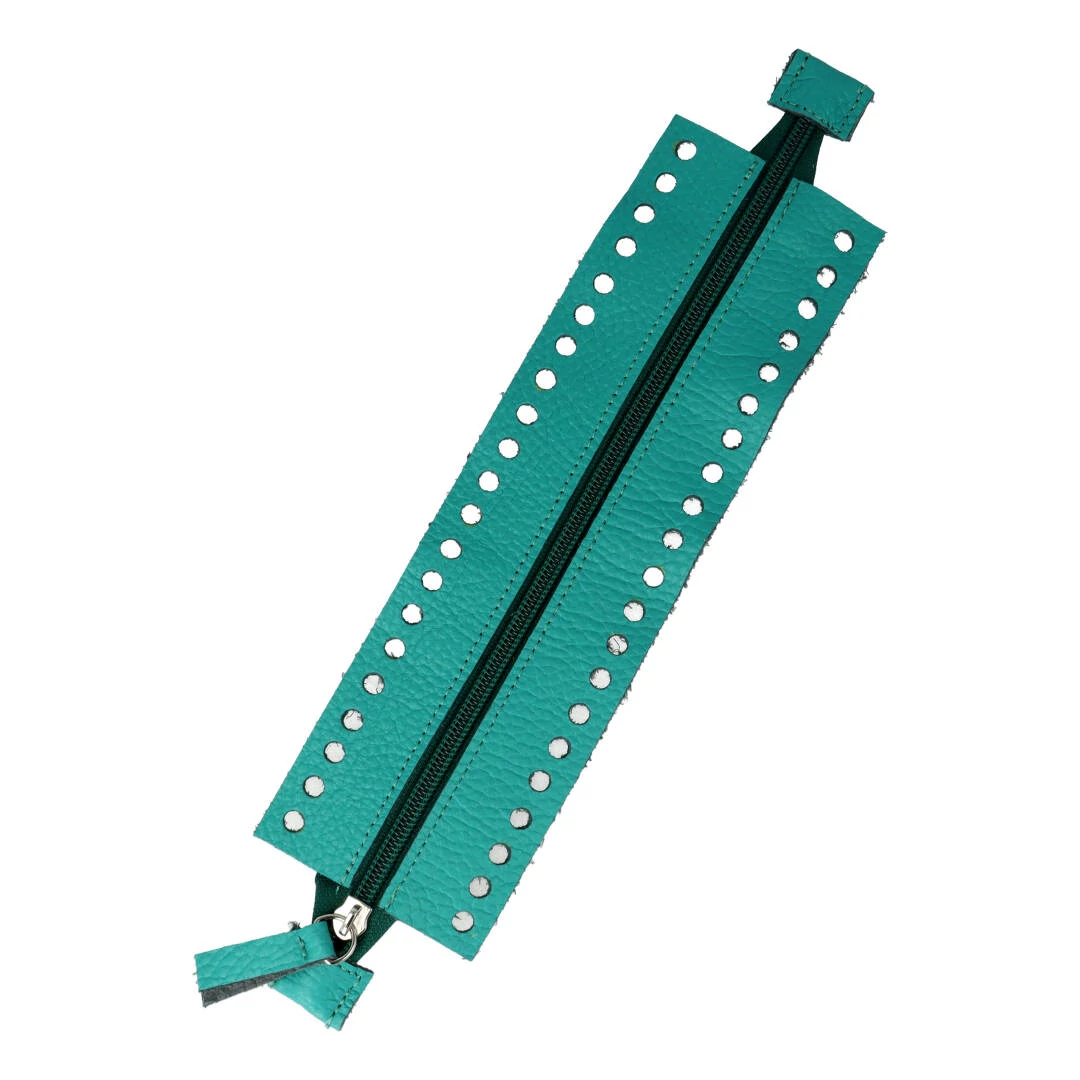 Horgolható hosszú bőr cipzár - Lagúna - 26cm
