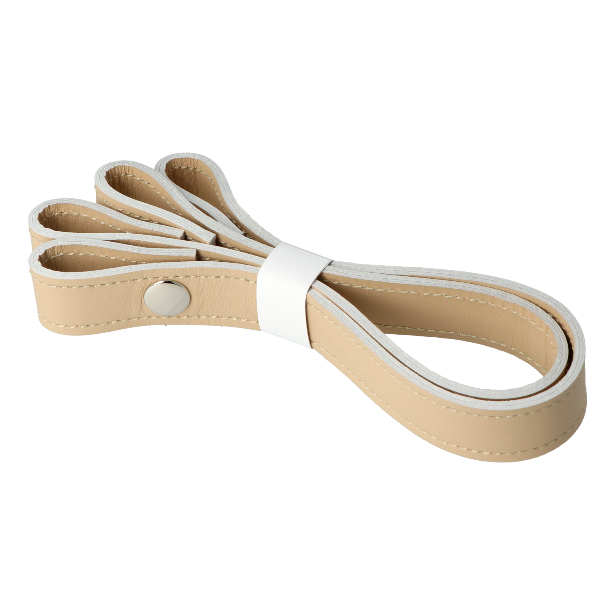 Patentos bőr kézi táskafogó párban - Homok - 30 cm
