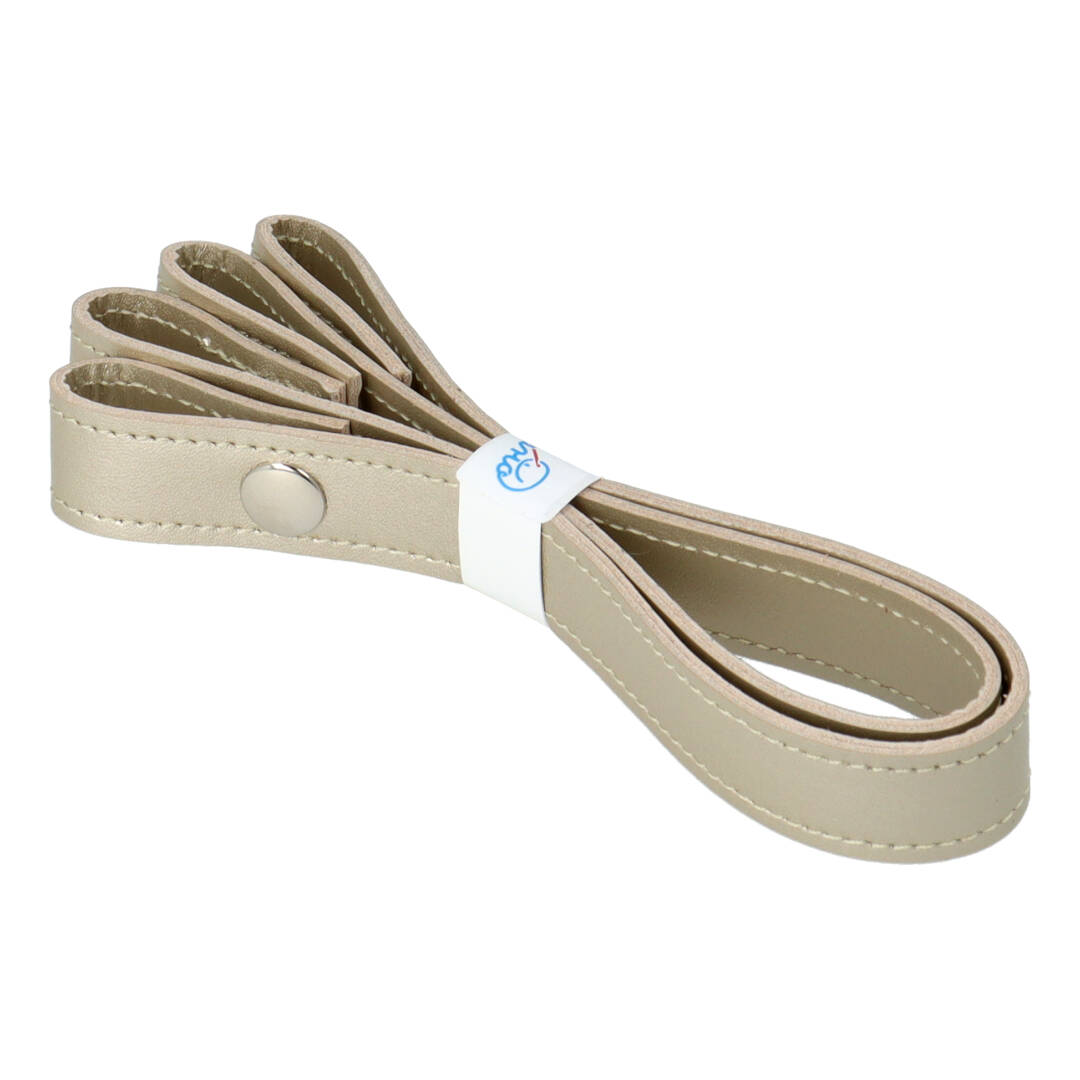 Patentos bőr kézi táskafogó párban - Platina - 30 cm