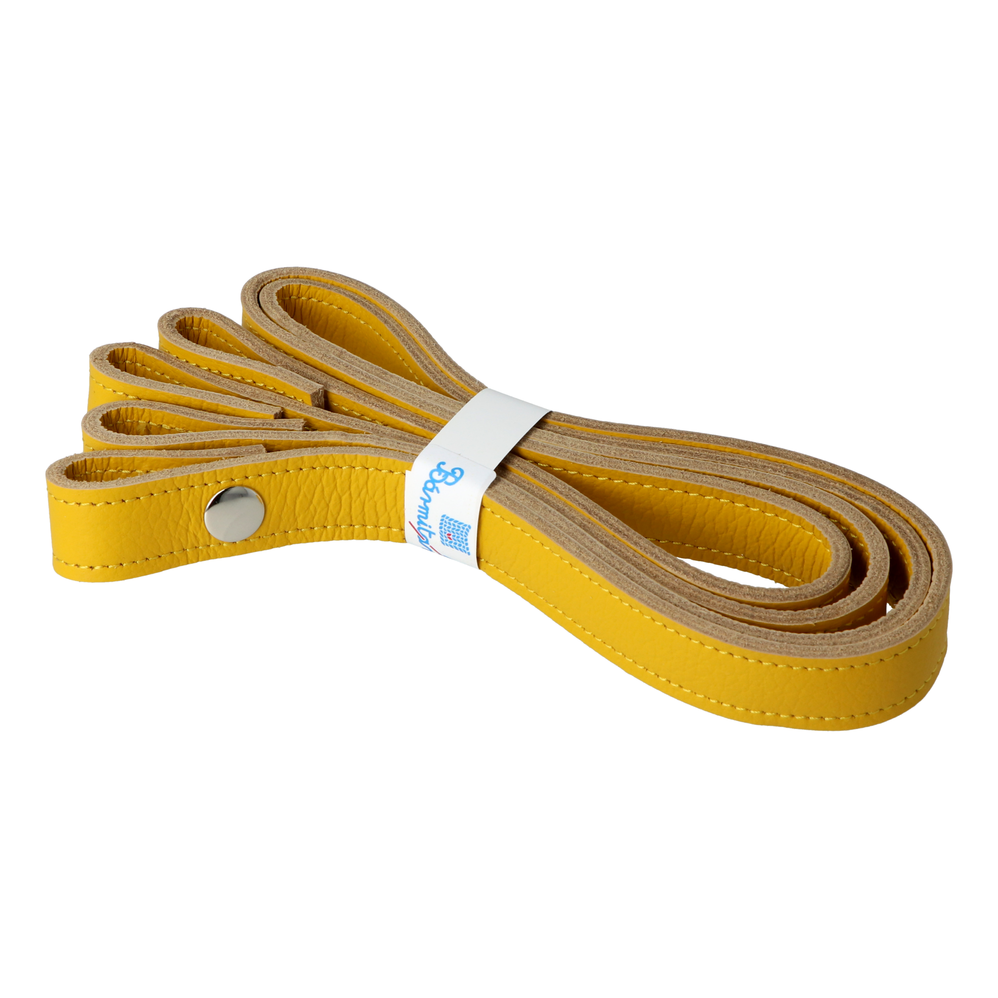 Patentos bőr táskapánt párban - Sárga - 65 cm