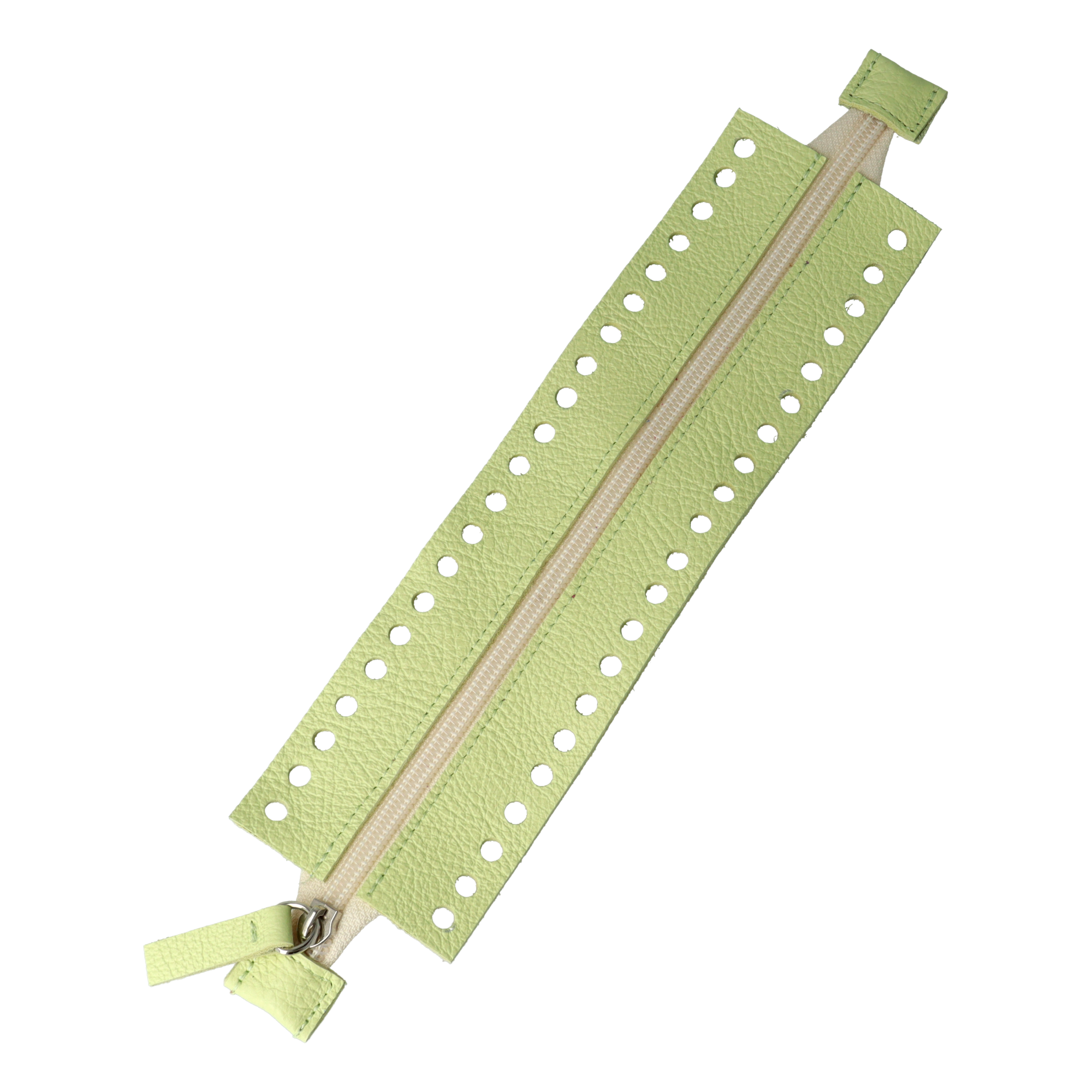 Horgolható hosszú bőr cipzár - Limoncello - 26cm