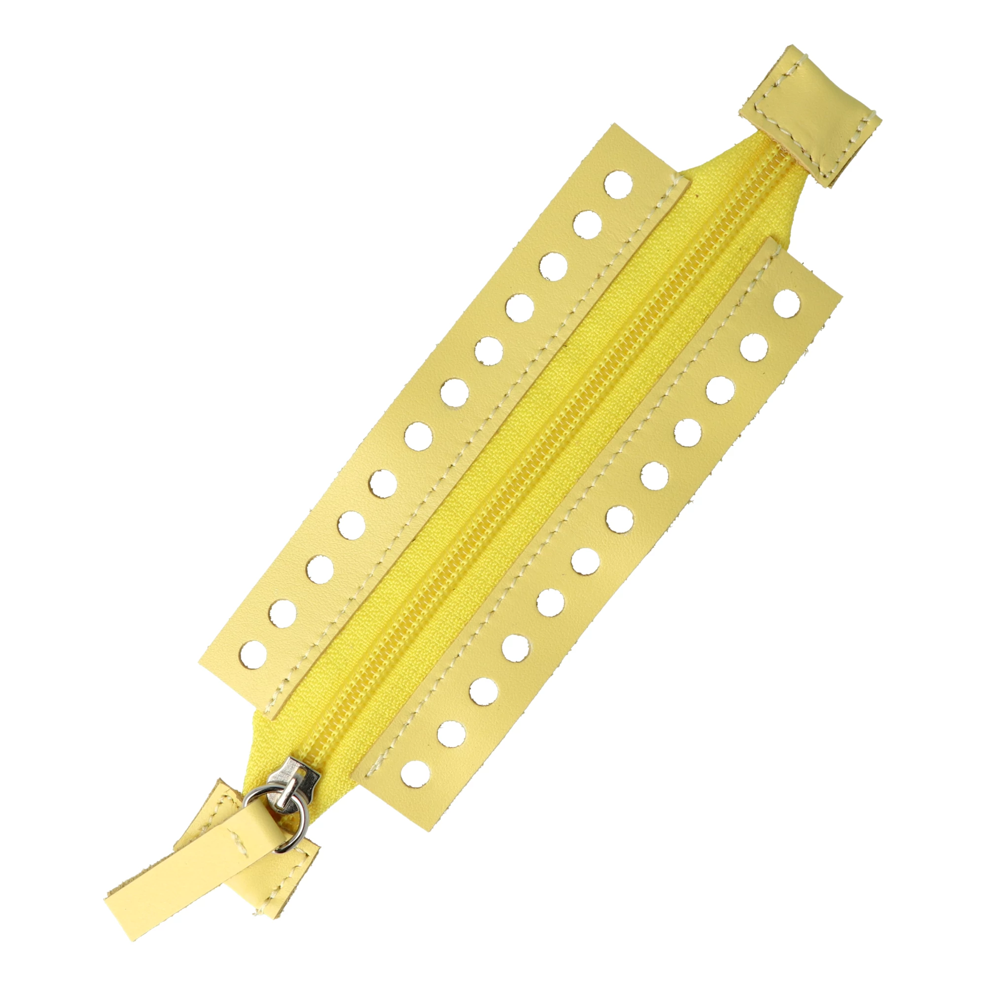 Horgolható rövid bőr cipzár - Pasztell sárga - 15cm