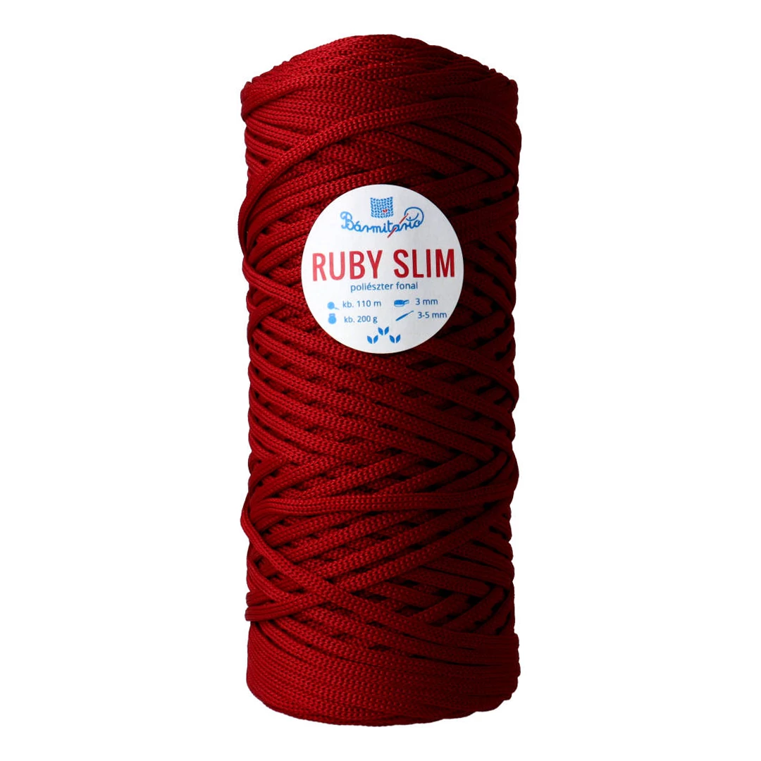 RUBY SLIM lapos poliészter zsinórfonal - meggy - 3mm