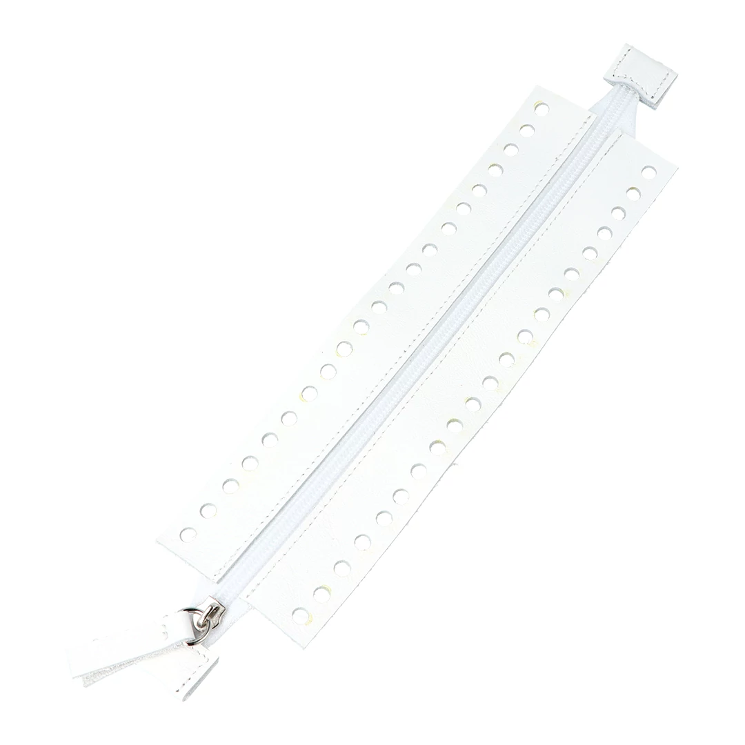Horgolható hosszú bőr cipzár - Fehér - 26cm