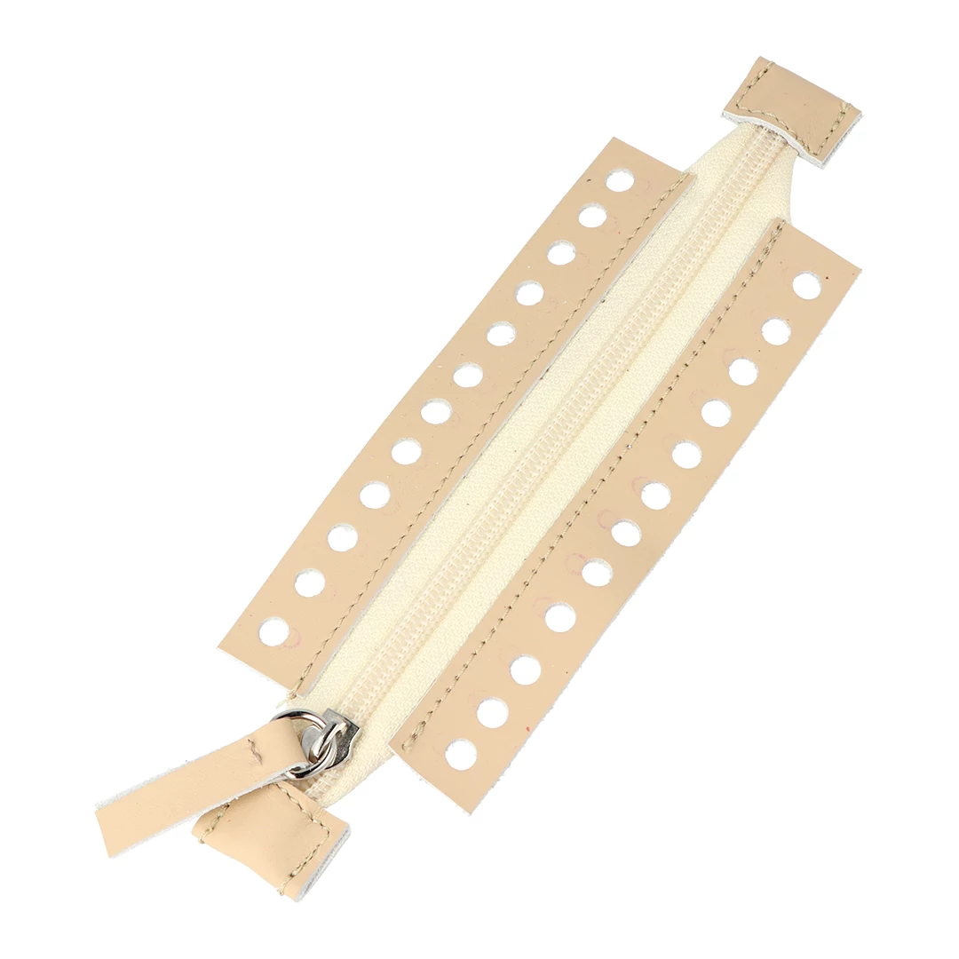 Horgolható rövid bőr cipzár - Homok - 15cm