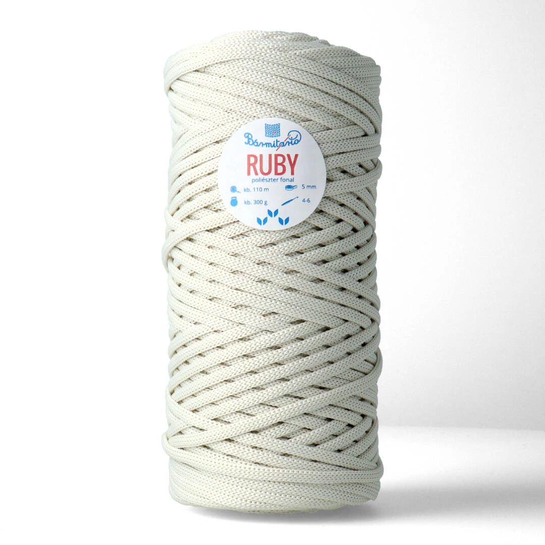 RUBY lapos poliészter zsinórfonal - ekrü - 5mm