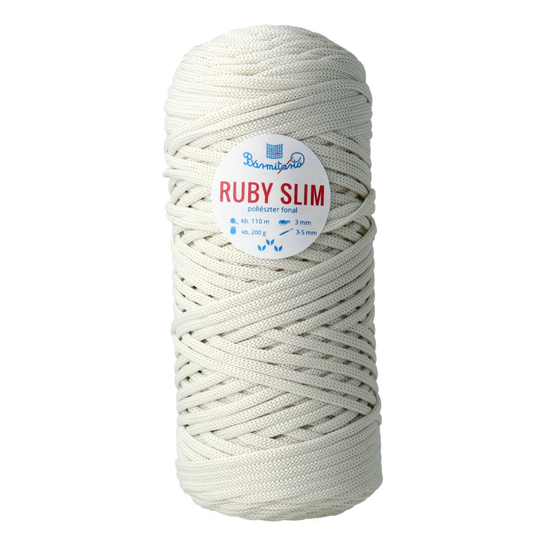 RUBY SLIM lapos poliészter zsinórfonal - ekrü - 3mm