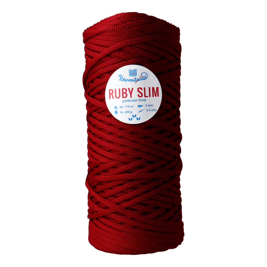 RUBY SLIM lapos poliészter zsinórfonal - meggy - 3mm