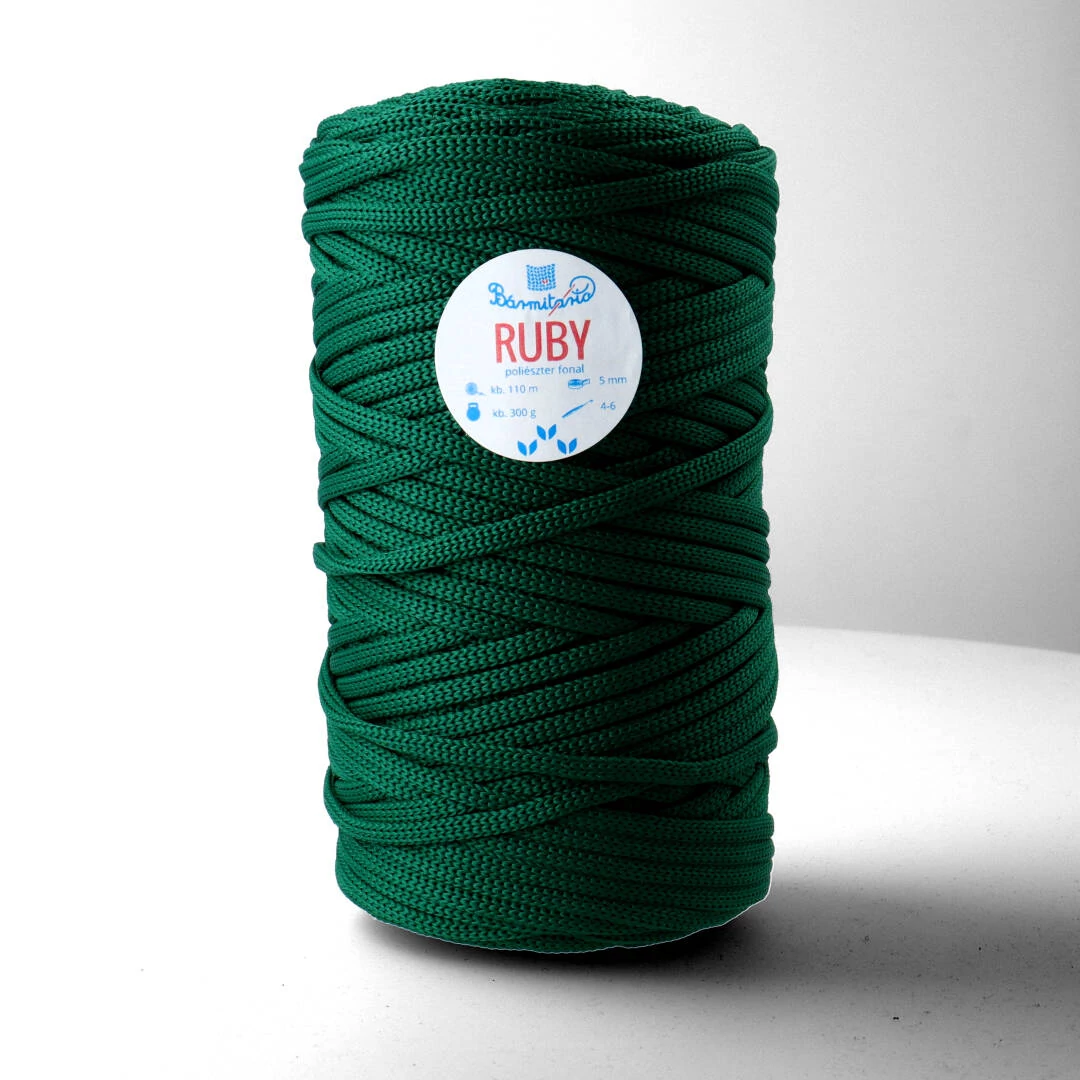 RUBY lapos poliészter zsinórfonal - bársonyzöld - 5mm