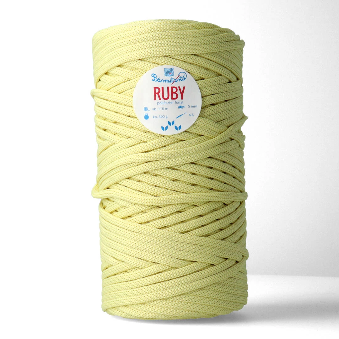 RUBY lapos poliészter zsinórfonal - pasztell sárga - 5mm